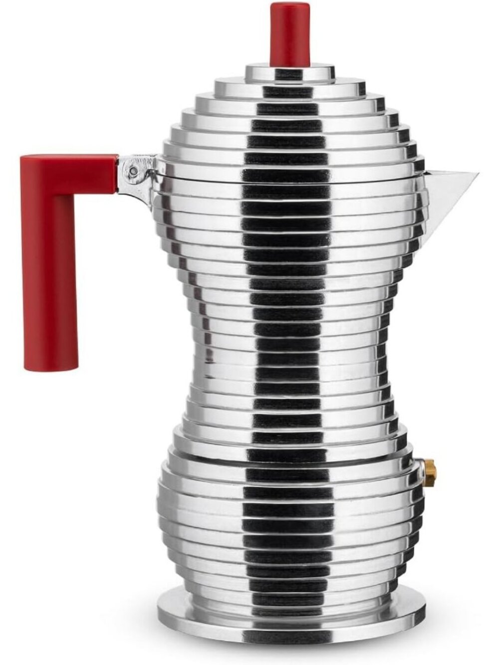 Stove Top Espresso Maker - 3 Cup Aluminum Coffee Pot with Red Handle & Knob